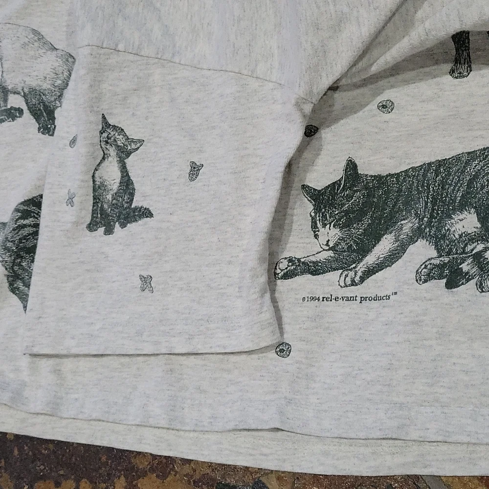 Vintage All Over Print Cat tshirt Cat lover Vintage tshirt - Picture 7 of 8